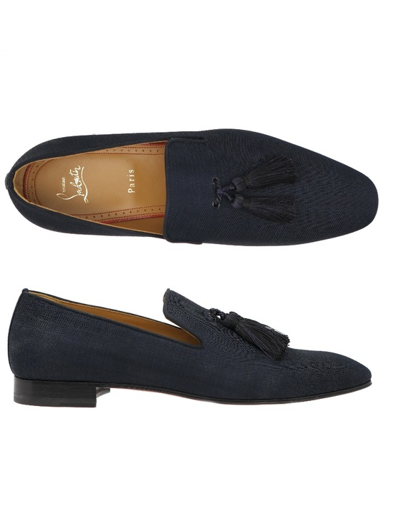 Christian Louboutin Officialito Tassels Dress Shoes Dark Blue Fabric Size 12 New main image 4
